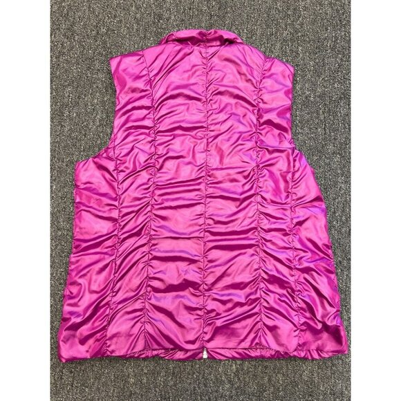 NWT Zenergy By Chicos Womens Pink Shimmer Romana Ruched Zip Puffer Vest Size - Picture 3 of 16